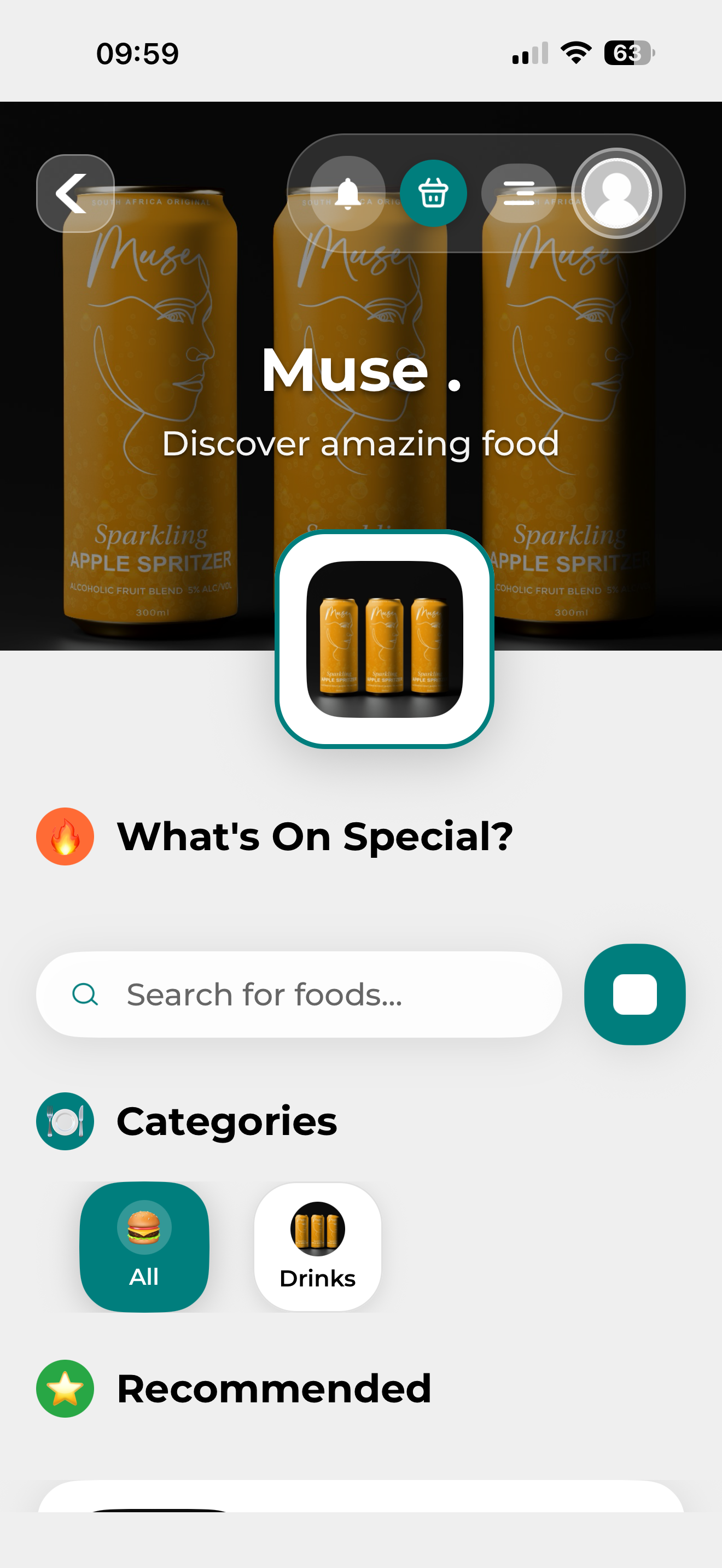 Vendor menu: discover items and what's on special